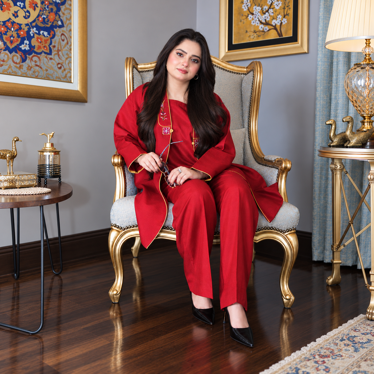 Maroon Embroidered Co-Ord Set