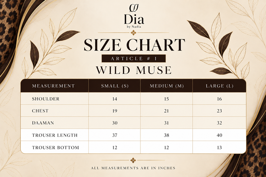 Wild Muse – Leopard Print Double Georgette Outfit size chart