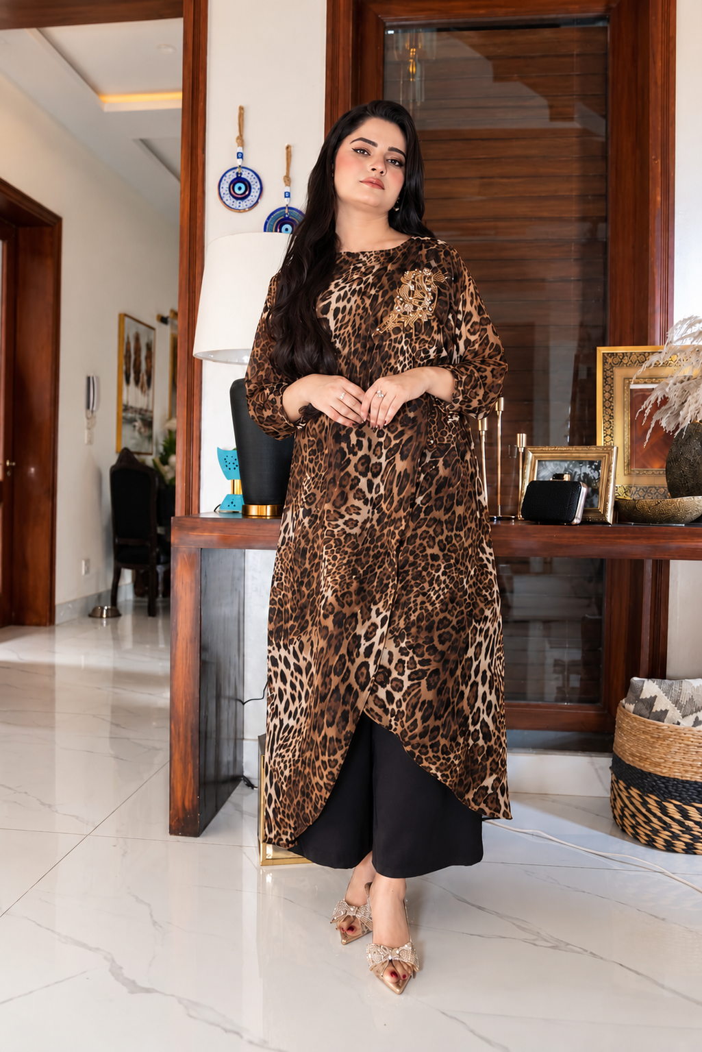 Wild Muse – Leopard Print Double Georgette Outfit