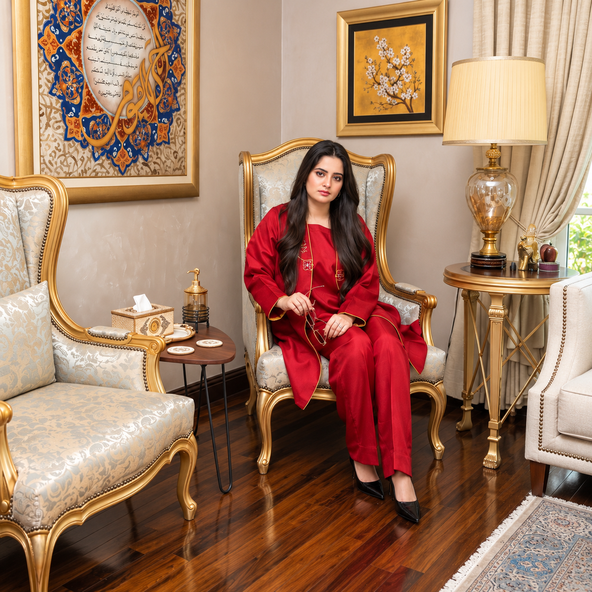 Maroon Embroidered Co-Ord Set