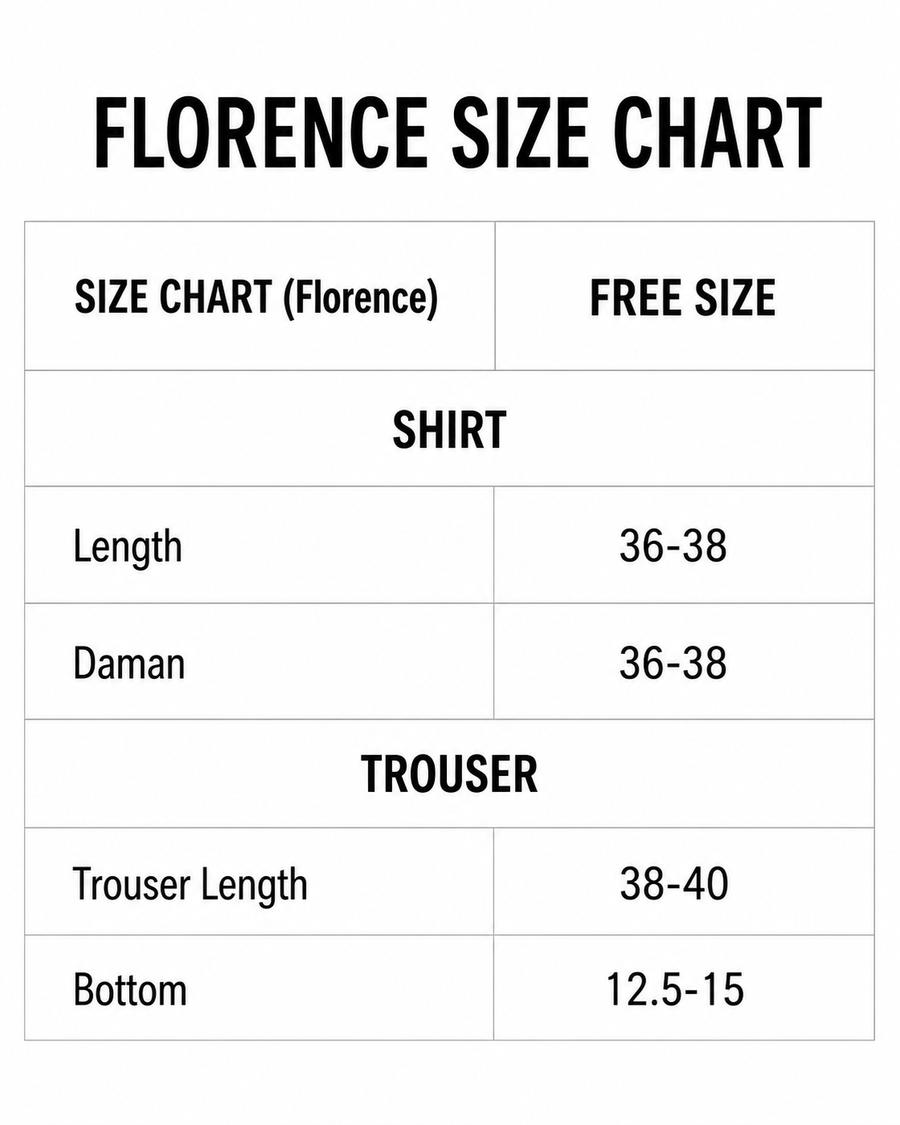 Florence size chart
